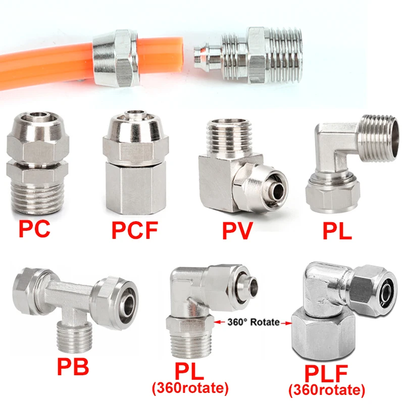 Compression Fitting Brass - Copper Pneumatic Fittings Air Fitting OD